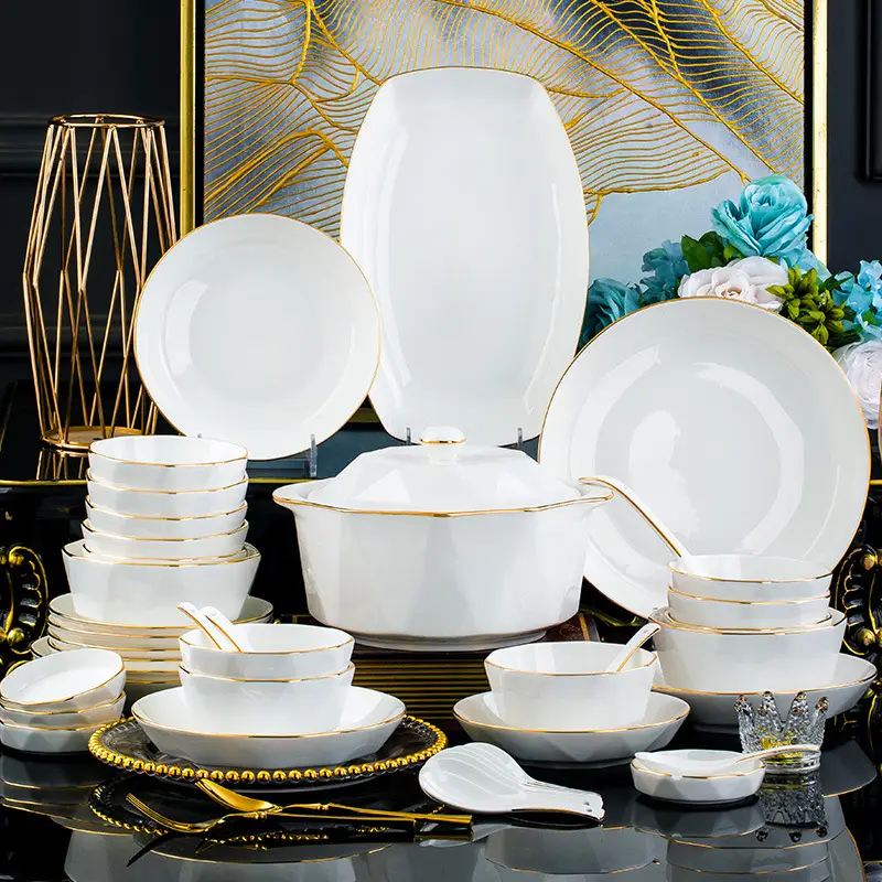 Jingdezhen Ceramic Rice Bowl Gold Handpainted