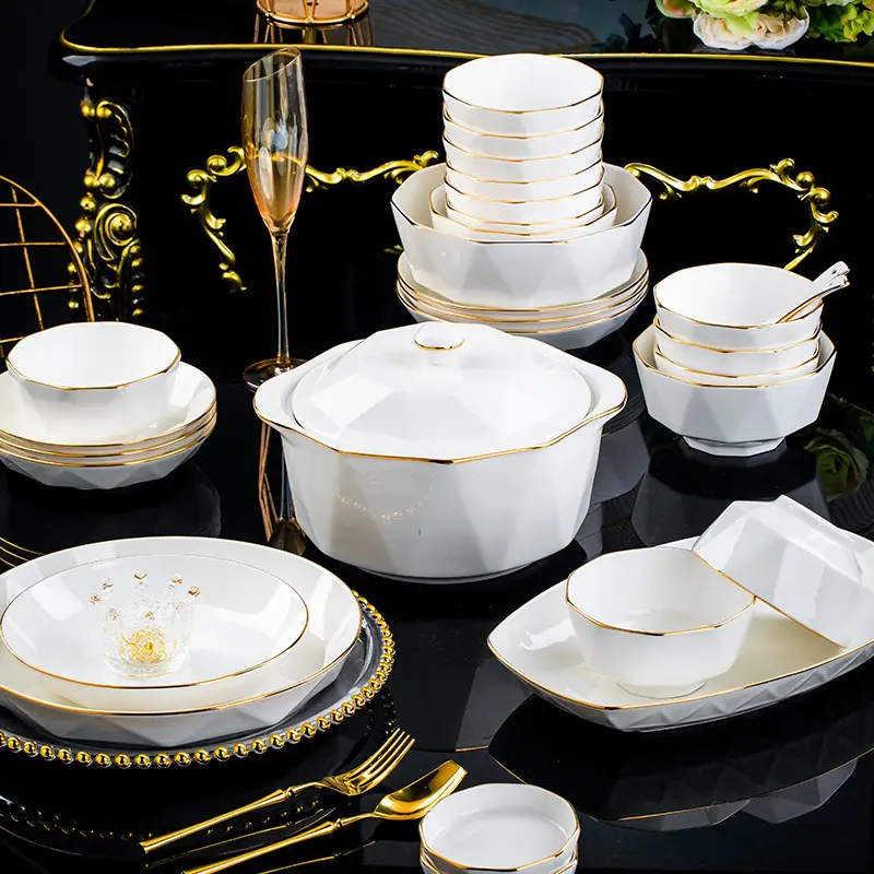 Jingdezhen Ceramic Rice Bowl Gold Handpainted