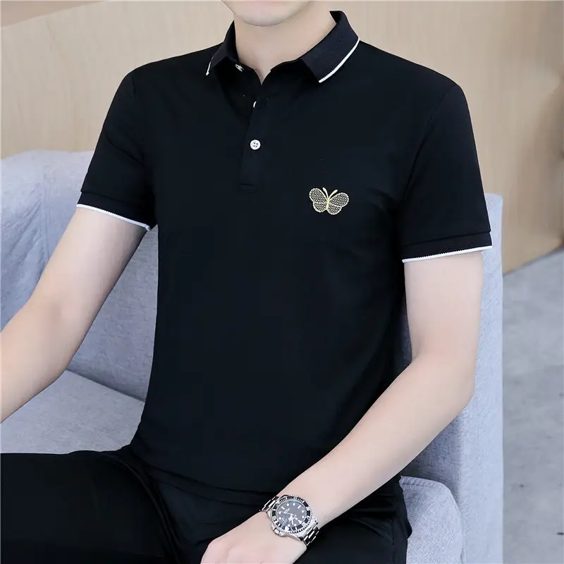 Men White Polo T-Shirt Short Sleeve Lapel Summer Casual - Image 19