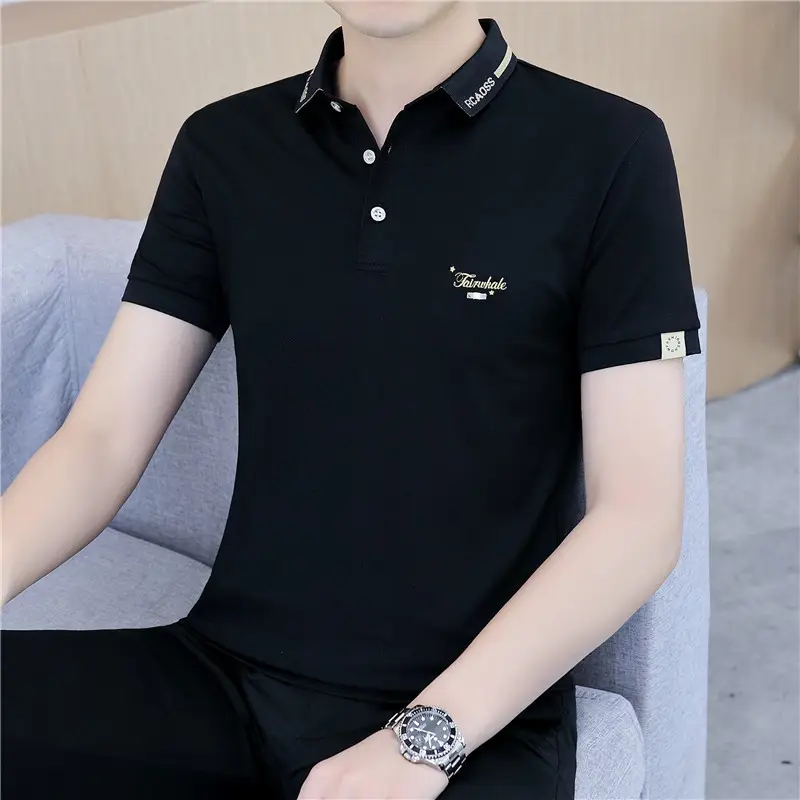 Men White Polo T-Shirt Short Sleeve Lapel Summer Casual - Image 11