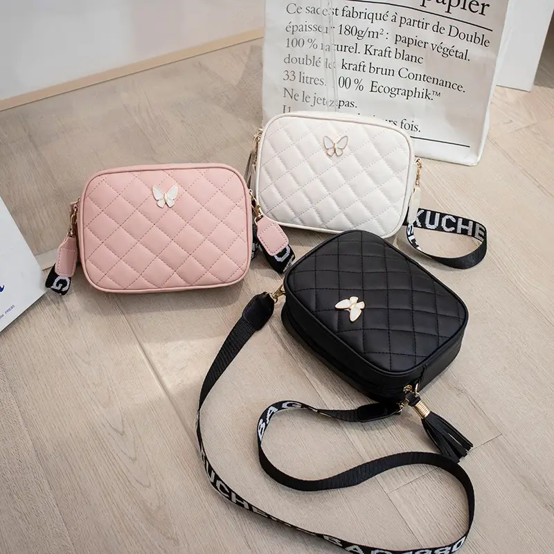Black Quilted Butterfly Shoulder Bag for Women