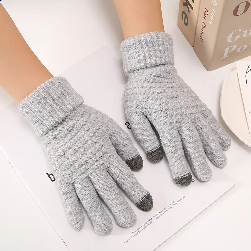 Winter Touch Screen Gloves Women Black Velvet Warm - Image 3