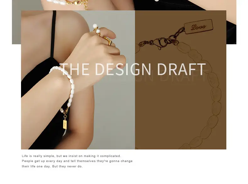 Pearl Love Square Bracelet with Gold Clasp — feature 16