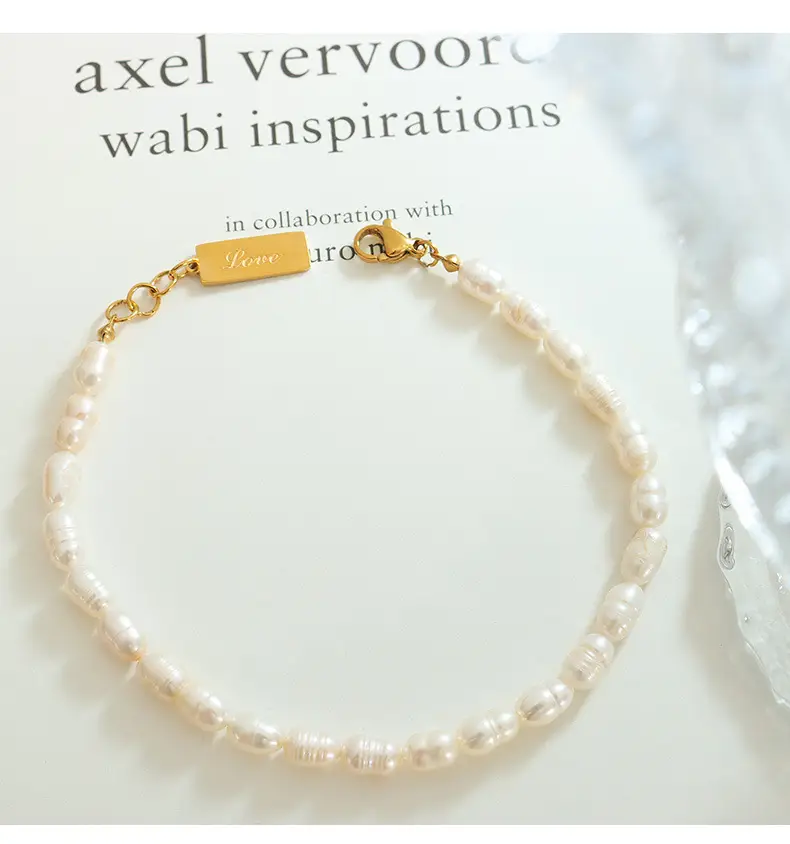 Pearl Love Square Bracelet with Gold Clasp — feature 27