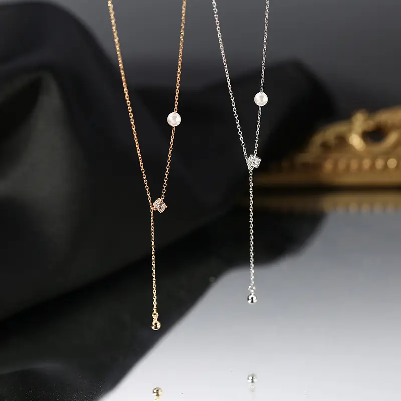S925 Silver Tassel Pearl Necklace for Women
