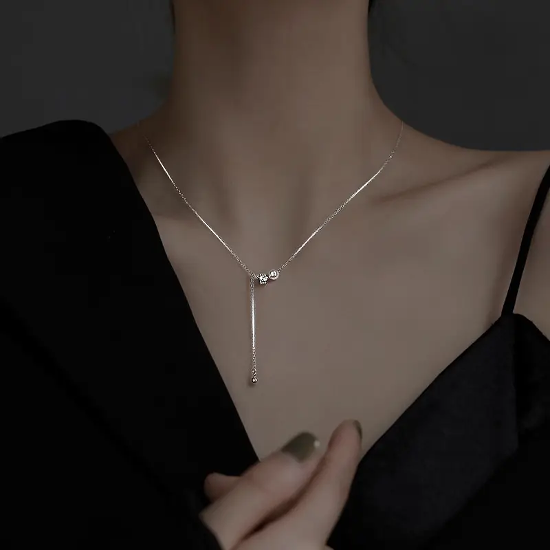 S925 Silver Tassel Pearl Necklace for Women