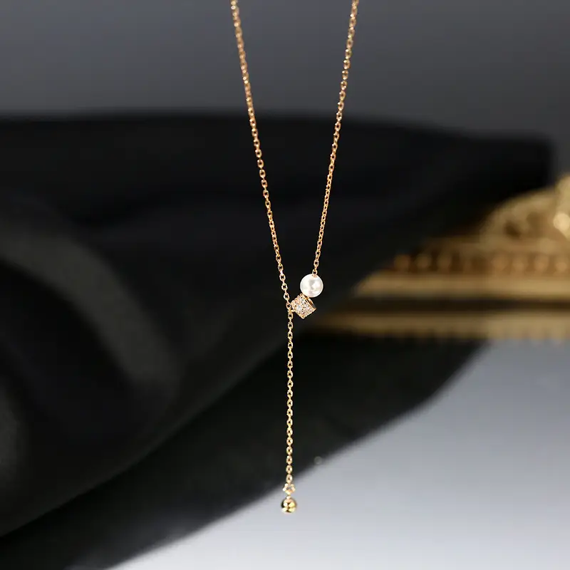 S925 Silver Tassel Pearl Necklace for Women