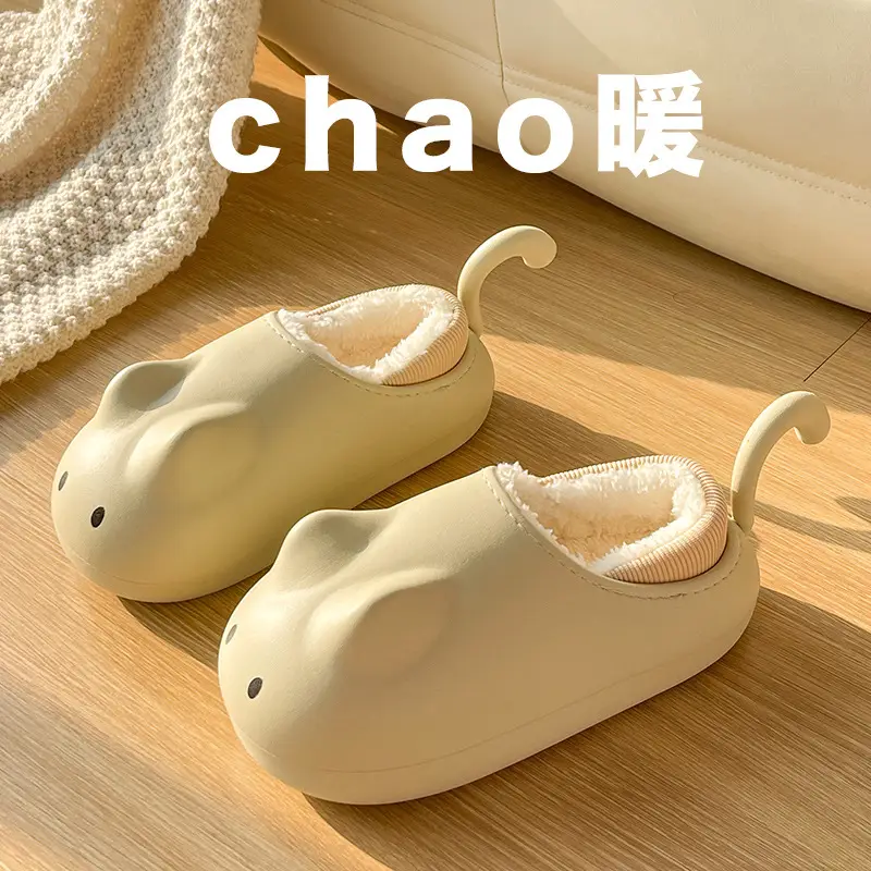 Cotton Slippers Waterproof for Women Winter Outdoor Wear Closed Heel Indoor Home Cute Thick-Soled Warm Wholesale Cotton Shoes Women Non-Slip