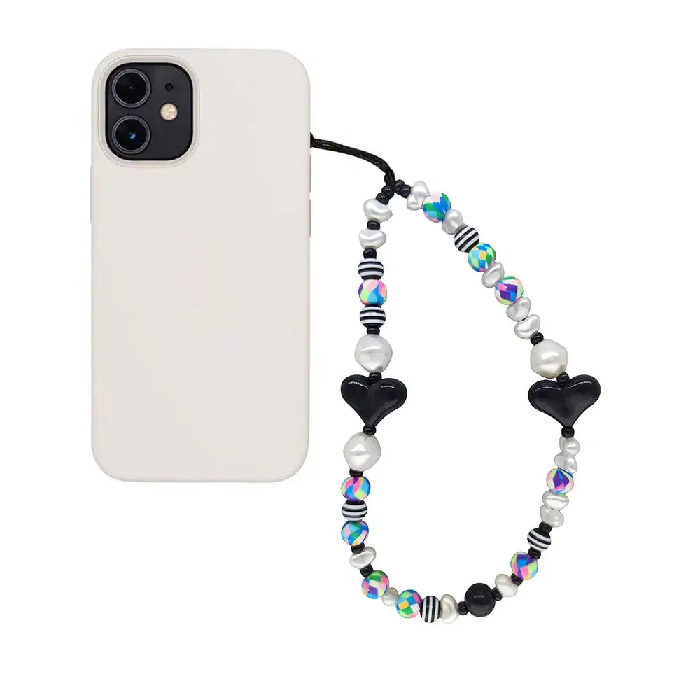 Heart-Shaped Beaded Chain for Girls Portable iPhone Style