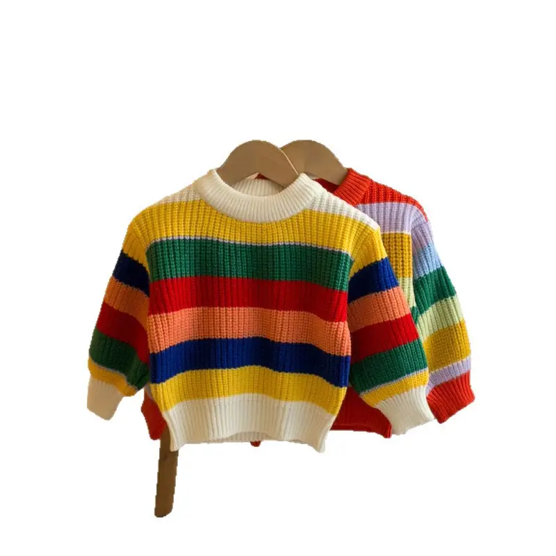 Kids Multi-Color Round Neck Pullover Sweater - Image 7