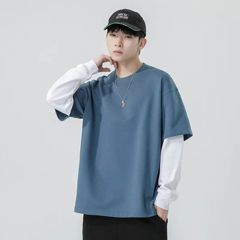 Factory Wholesale Blue Round Neck Sweater for Men - Image 4
