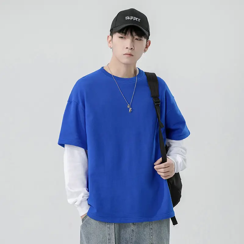 Factory Wholesale Blue Round Neck Sweater for Men - Image 6