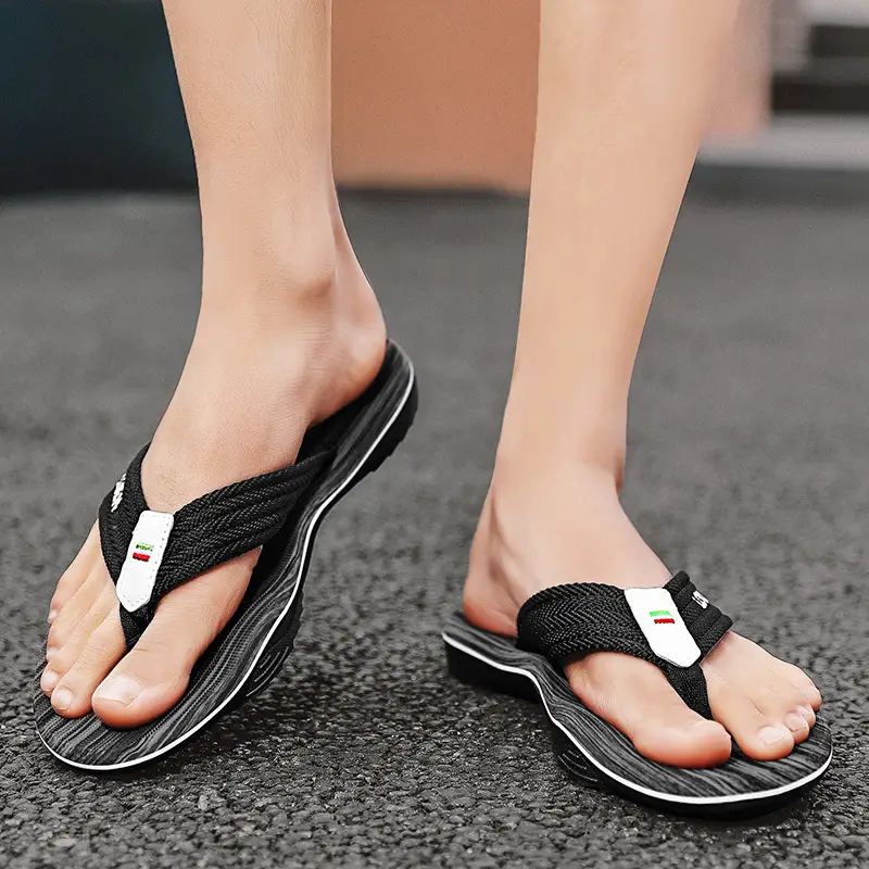 Korean Style Clip Flip Flops for Men Blue Striped