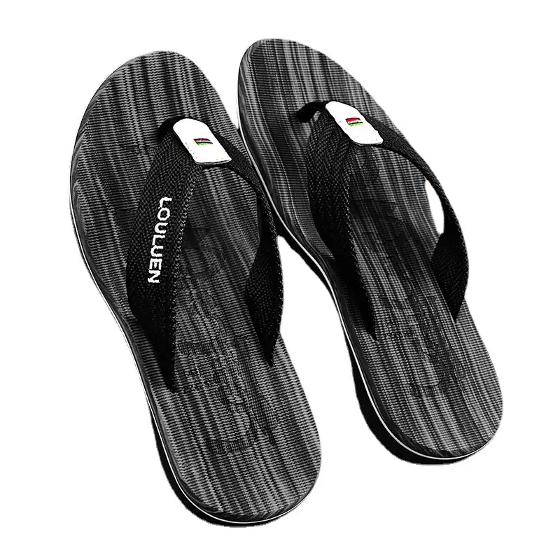Korean Style Clip Flip Flops for Men Blue Striped