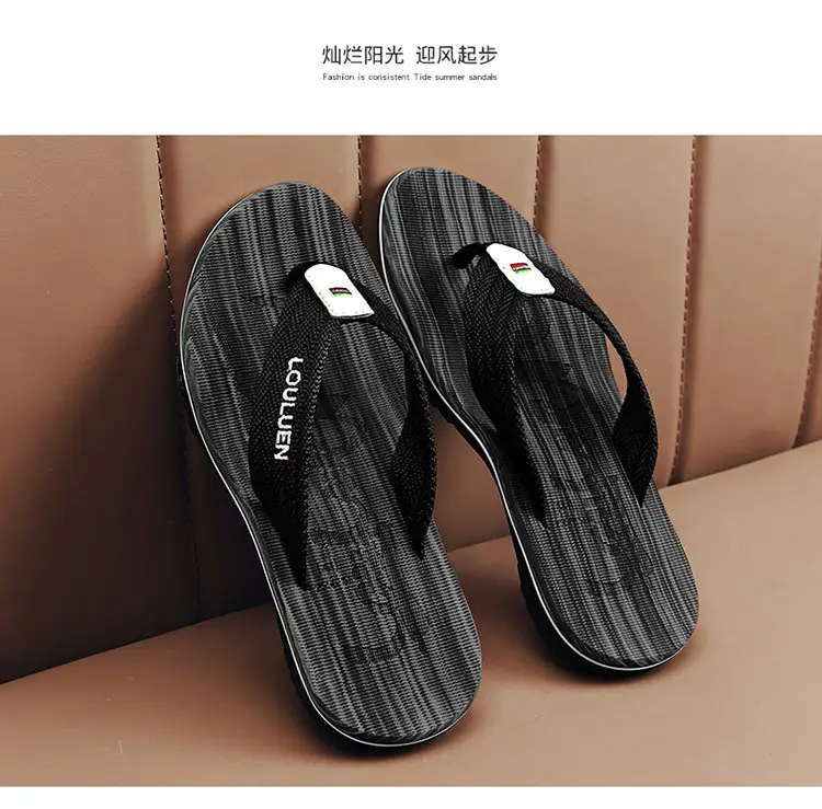 Korean Style Clip Flip Flops for Men Blue Striped — feature 11