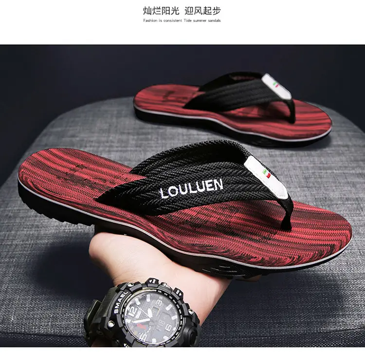 Korean Style Clip Flip Flops for Men Blue Striped — feature 13