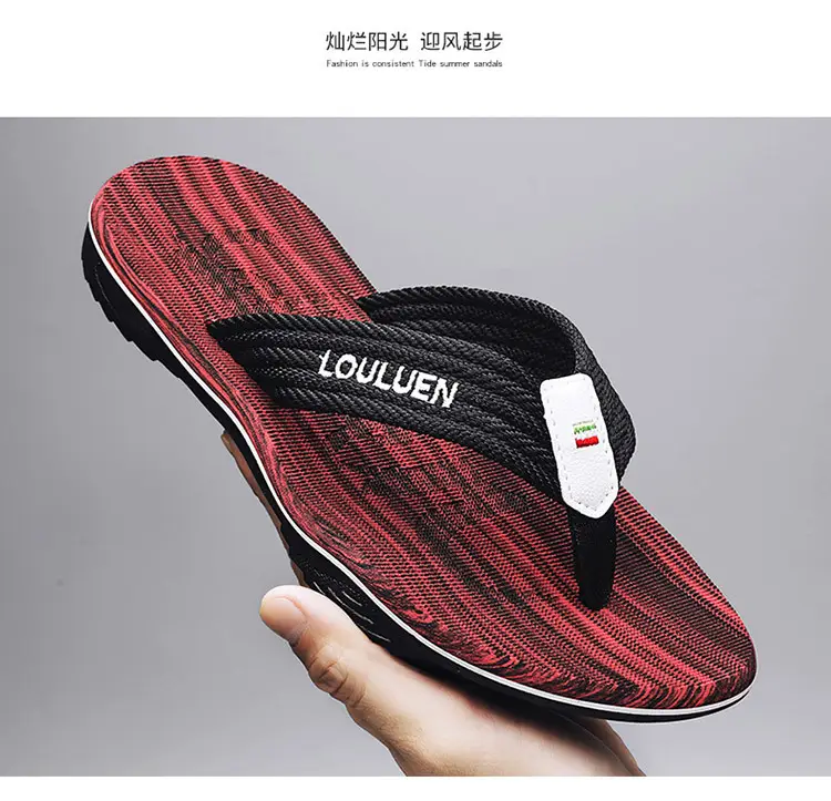 Korean Style Clip Flip Flops for Men Blue Striped — feature 14