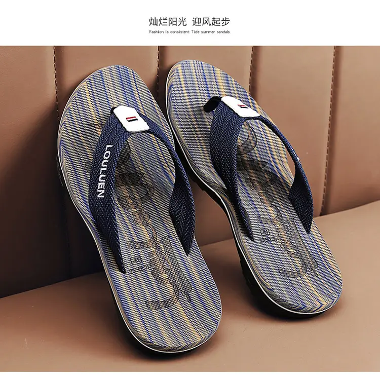 Korean Style Clip Flip Flops for Men Blue Striped — feature 17