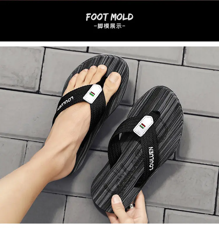 Korean Style Clip Flip Flops for Men Blue Striped — feature 19