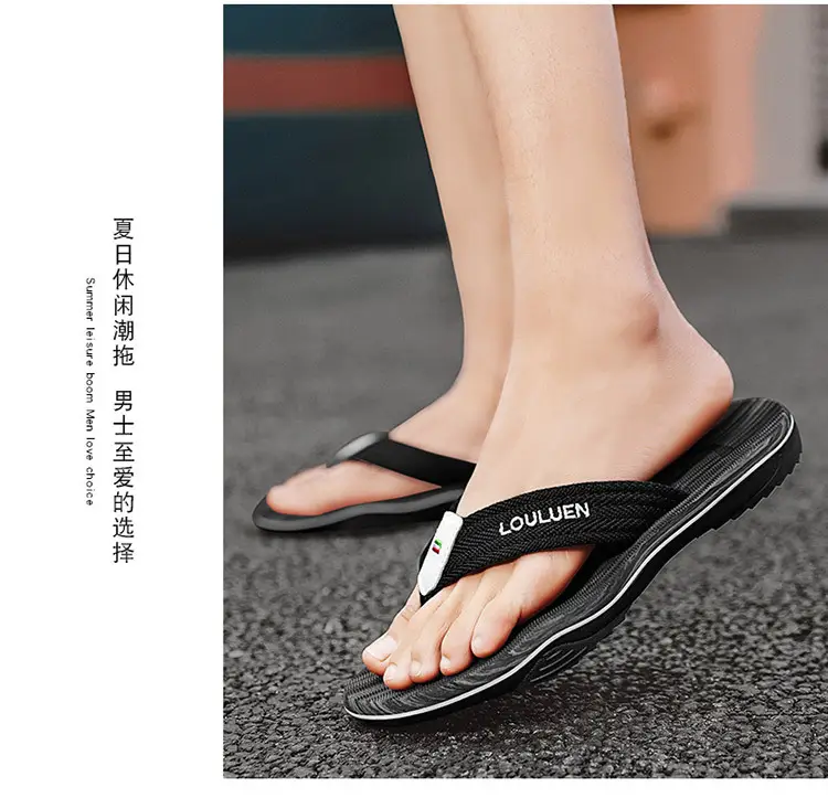Korean Style Clip Flip Flops for Men Blue Striped — feature 20