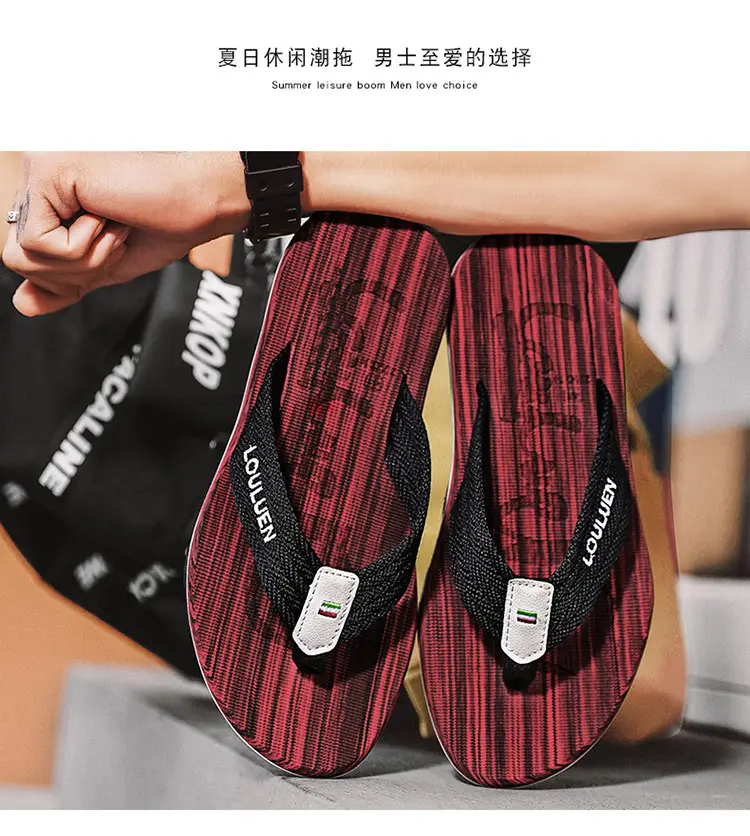 Korean Style Clip Flip Flops for Men Blue Striped — feature 22