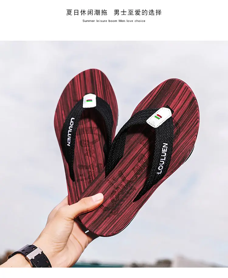 Korean Style Clip Flip Flops for Men Blue Striped — feature 23
