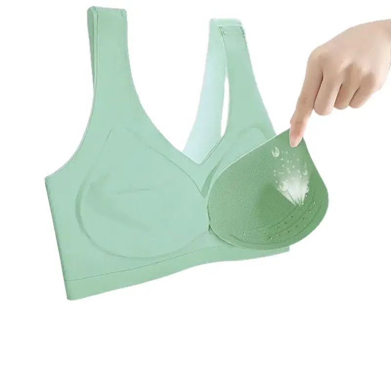 015# mesh breathable hole Cup ultra-thin seamless ice silk underwear women's wireless plus size bra push up small chest - Image 40