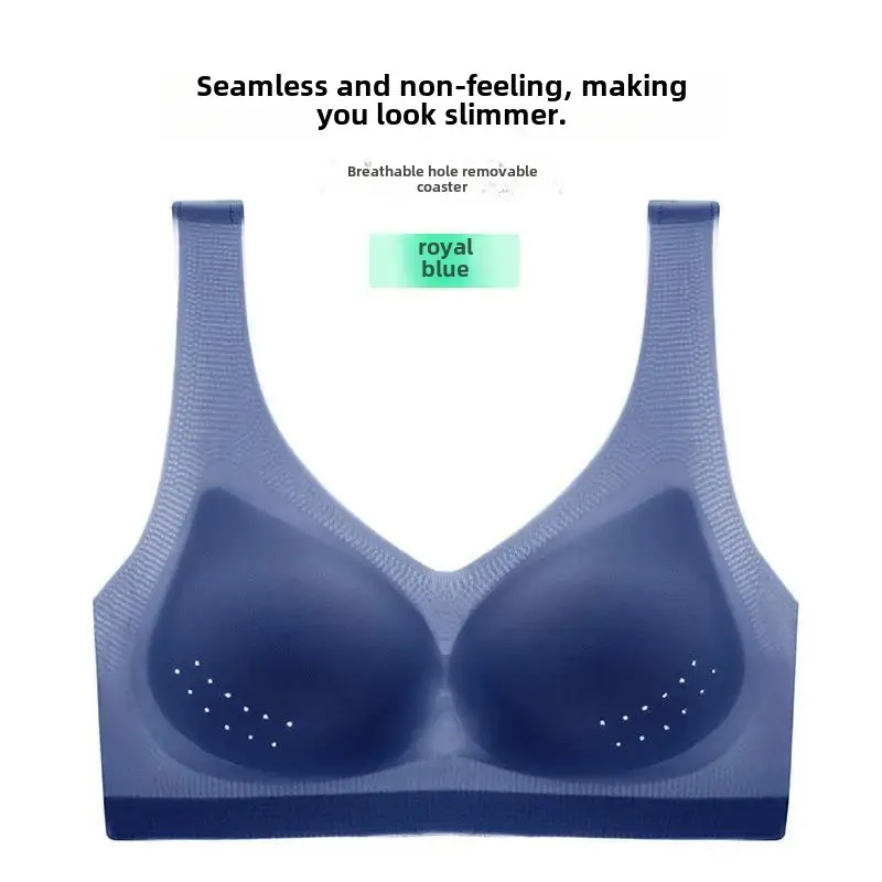 015# mesh breathable hole Cup ultra-thin seamless ice silk underwear women's wireless plus size bra push up small chest - Image 18