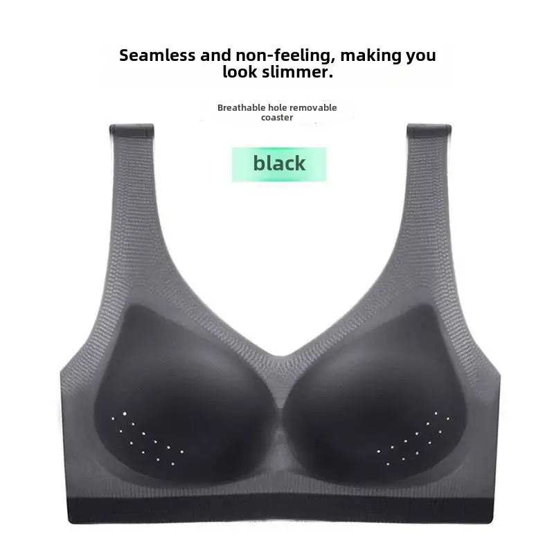 015# mesh breathable hole Cup ultra-thin seamless ice silk underwear women's wireless plus size bra push up small chest - Image 23