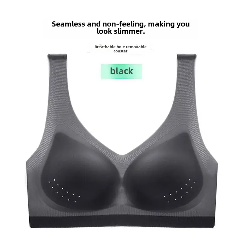 015# mesh breathable hole Cup ultra-thin seamless ice silk underwear women's wireless plus size bra push up small chest - Image 25