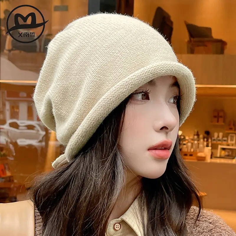 Women Drawstring Knitted Beanie Hat - Image 8