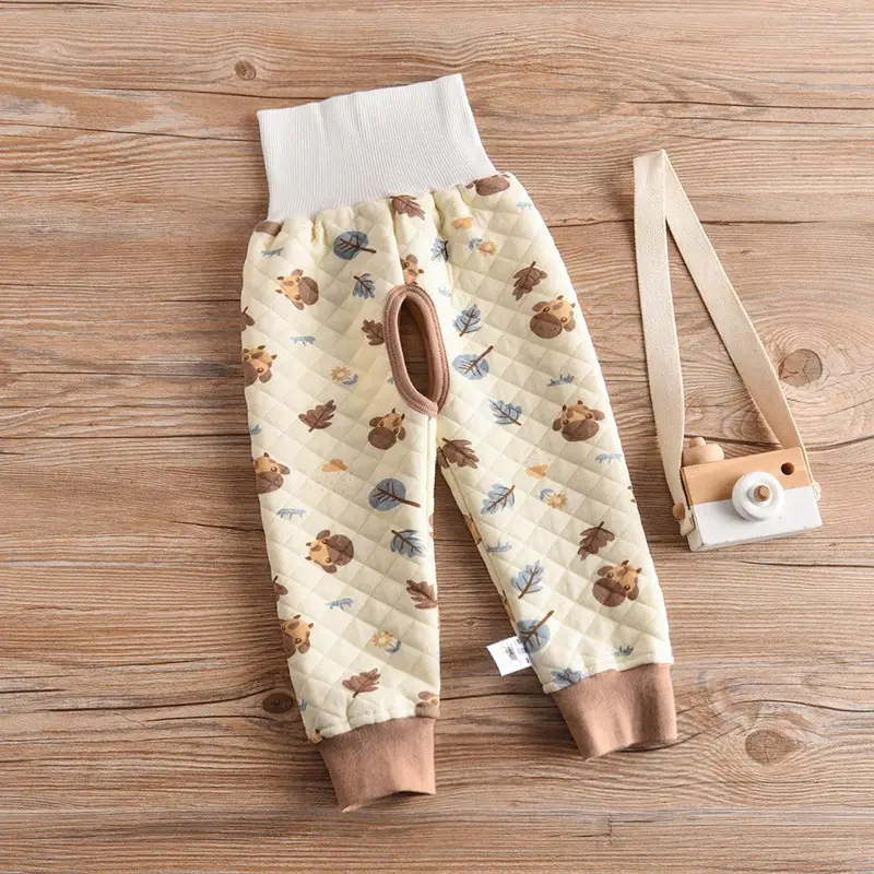 Baby Quilted Belly Pants Open Crotch Warm Winter - Image 2
