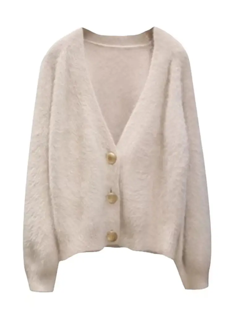 Pink Mink Velvet Knitted Cardigan for Women - Image 7