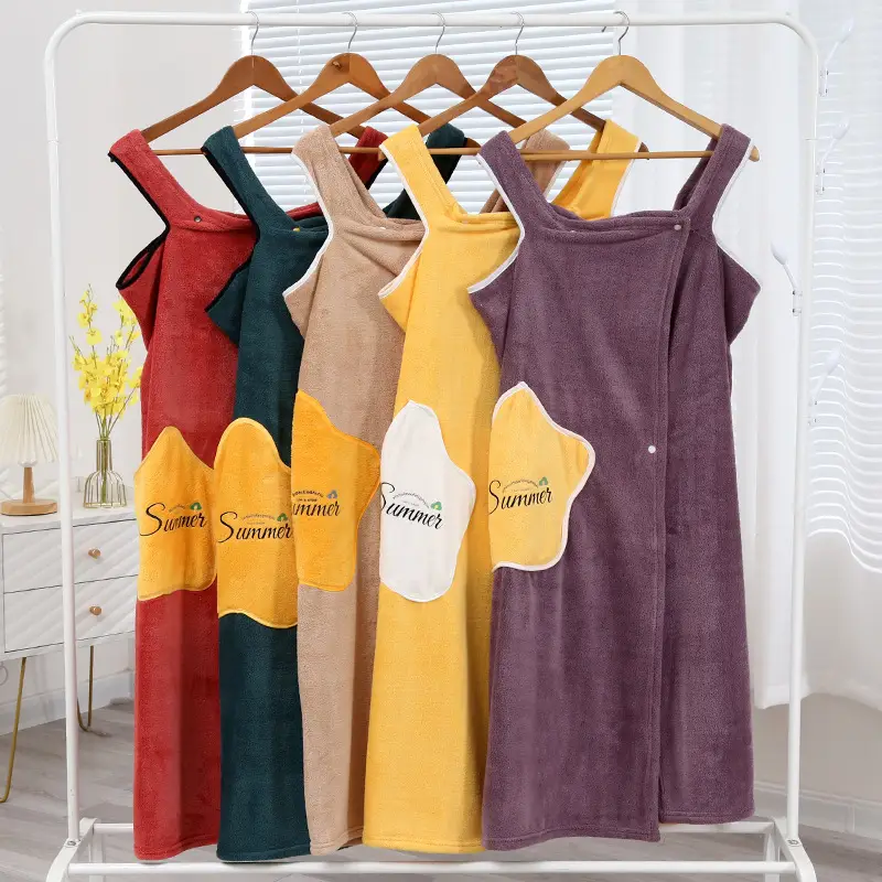 Coral Fleece Bathrobe for Women, Absorbent, New Style - Image 8