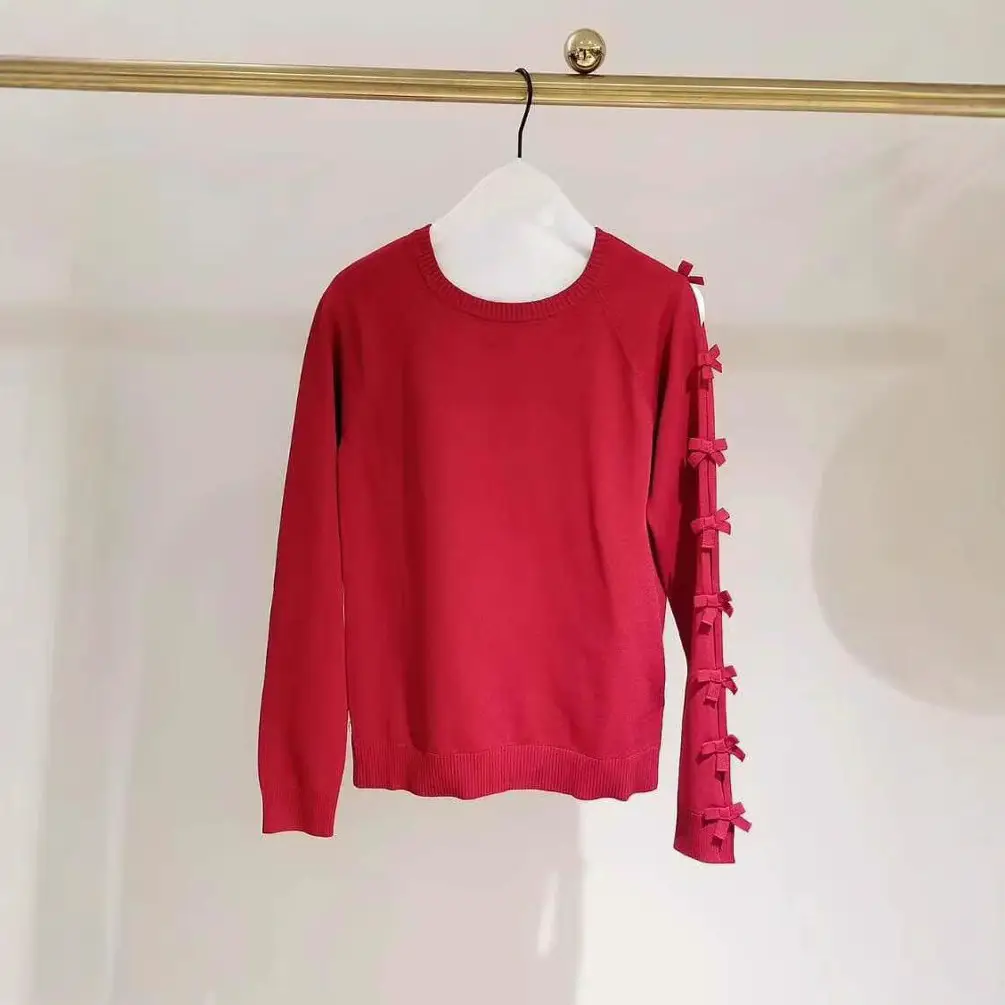 Ladies Bow Neck Long Sleeve Sweater Set 3 Colors