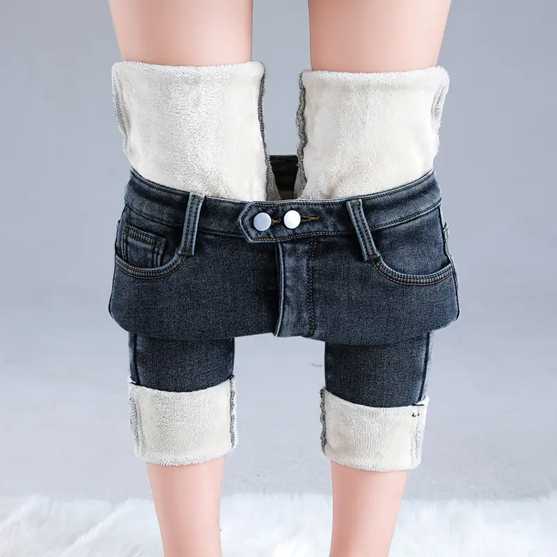 Fleece Lined High Waist Skinny Jeans Women 2023 Winter Warm - Image 6