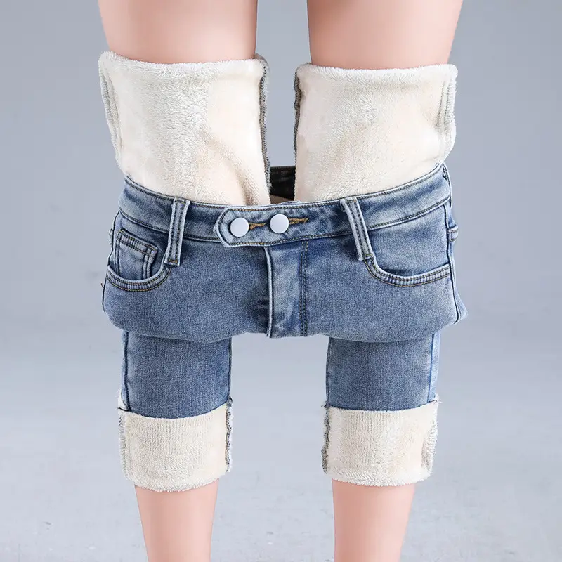 Fleece Lined High Waist Skinny Jeans Women 2023 Winter Warm - Image 7