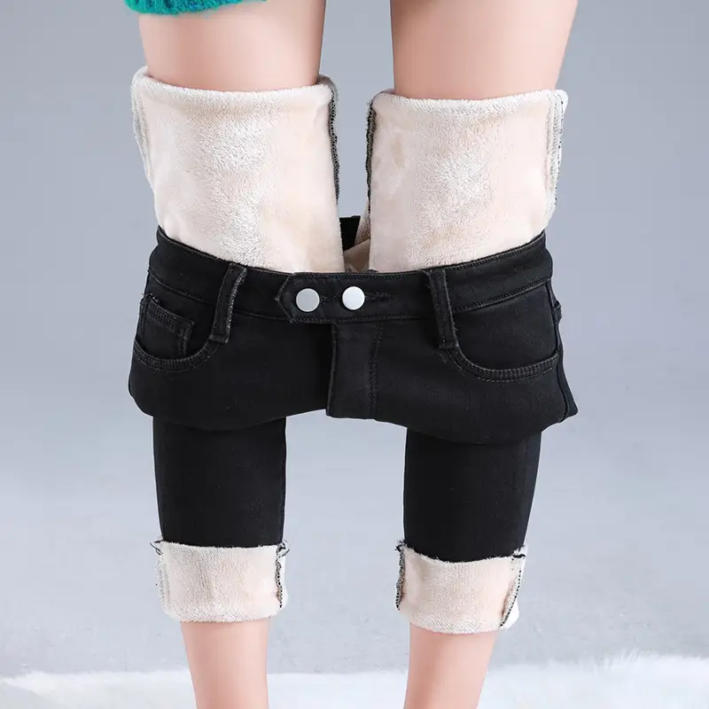 Fleece Lined High Waist Skinny Jeans Women 2023 Winter Warm - Image 8