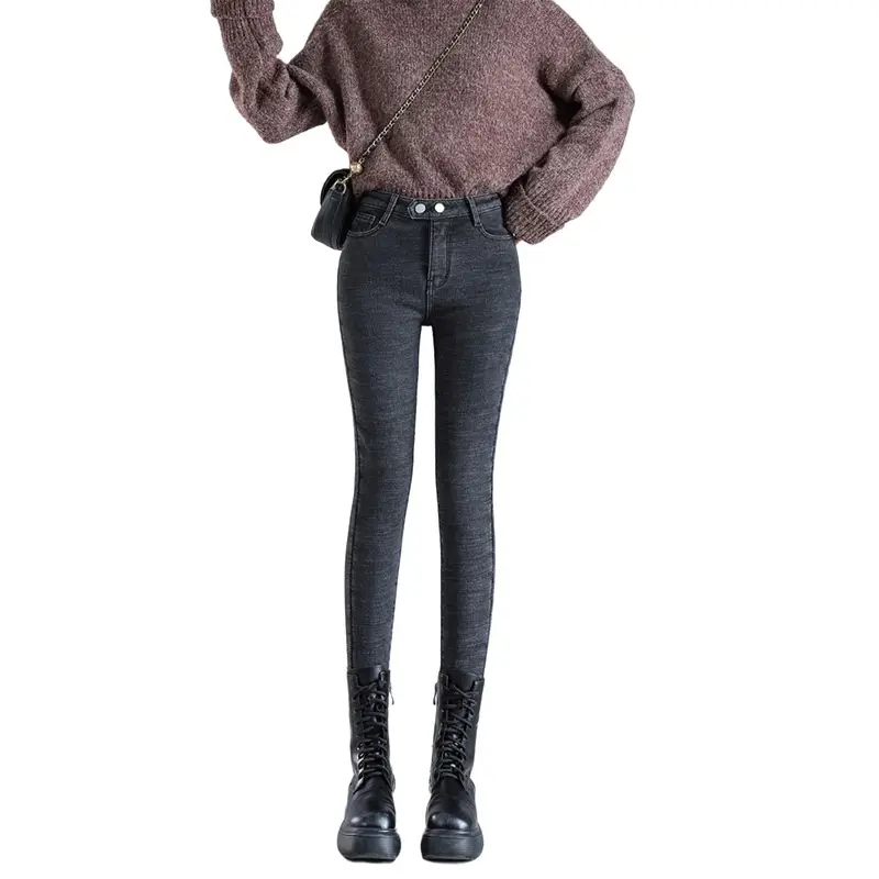 Fleece Lined High Waist Skinny Jeans Women 2023 Winter Warm - Image 9