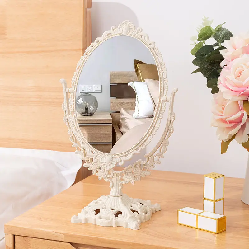 Elegant White Makeup Mirror for Girls and Students - Image 3