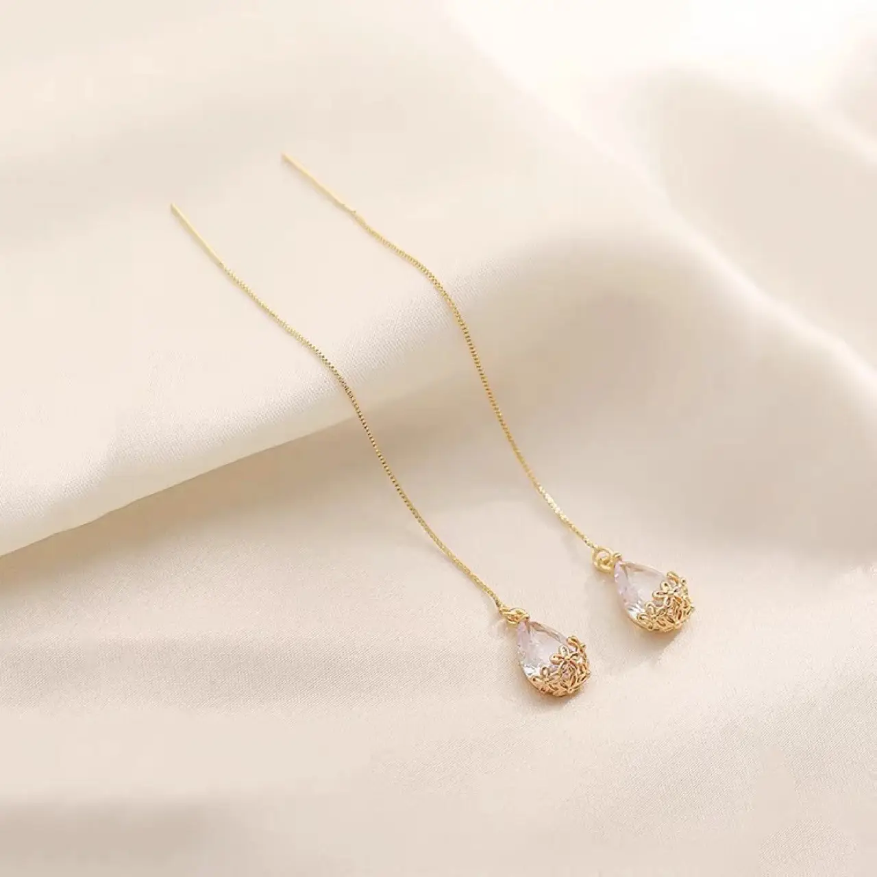 2022 White Zircon Water Drop Earrings for Women - Image 2