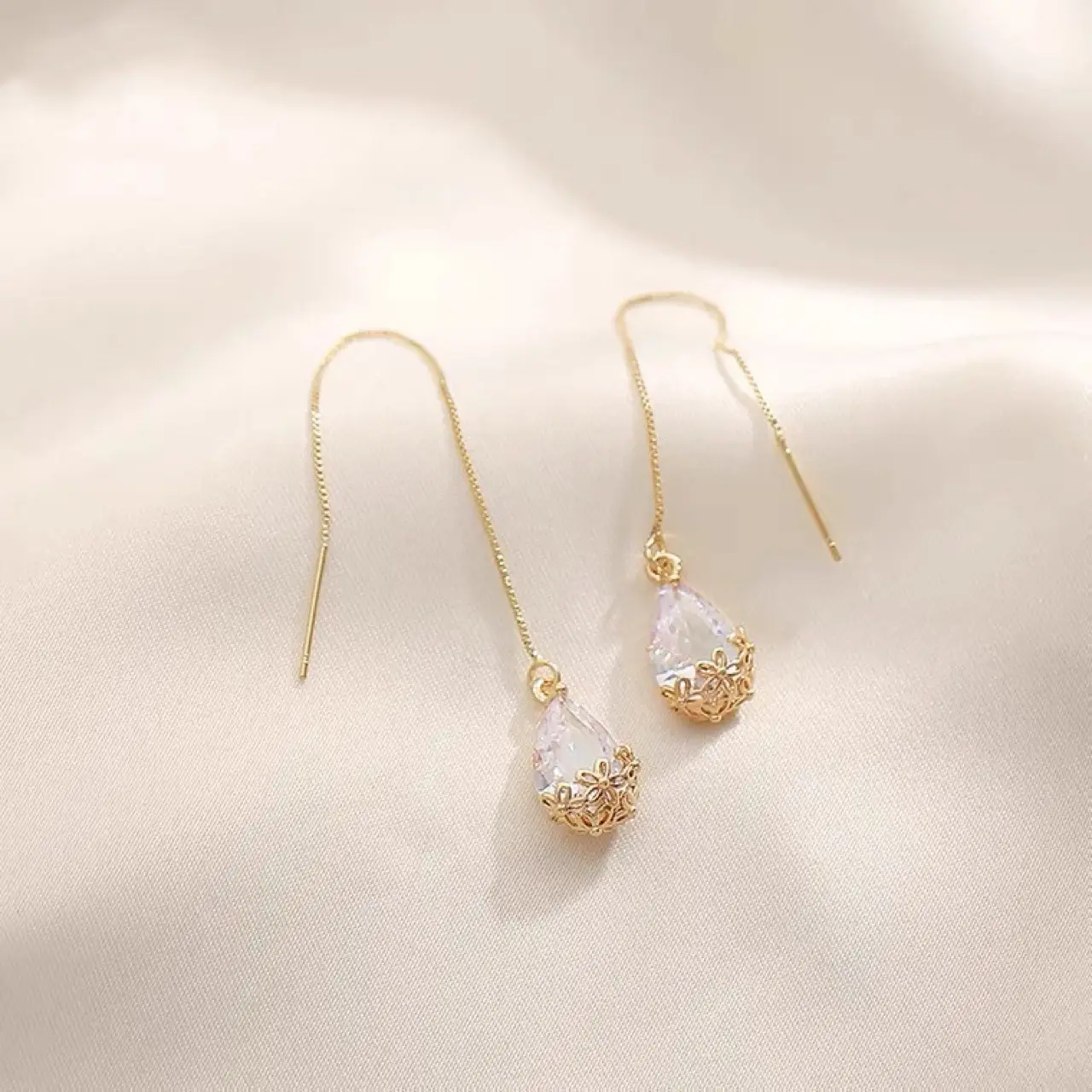 2022 White Zircon Water Drop Earrings for Women - Image 3