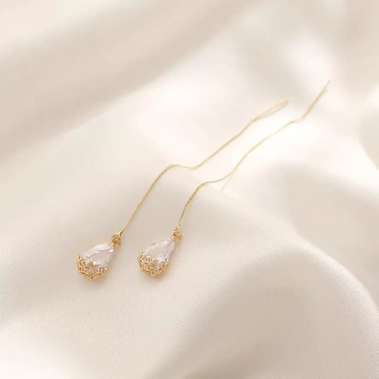2022 White Zircon Water Drop Earrings for Women - Image 4