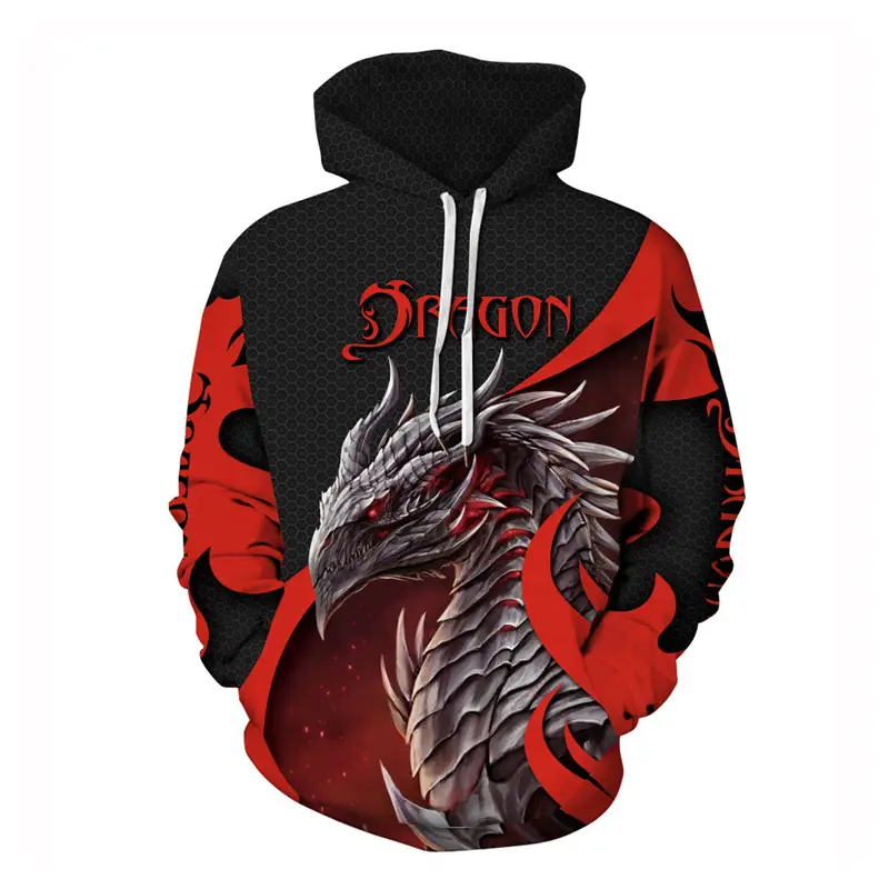 Men 3D Digital Print Hoodie Wolf Flame Design