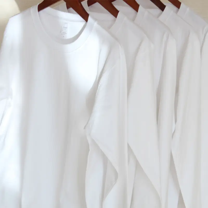 Men White Cotton T-Shirt 270g Round Neck - Image 4