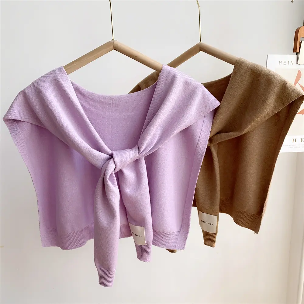 Women Knitted Striped Shawl Autumn Winter Fake Collar Decorative Scarf - Image 41