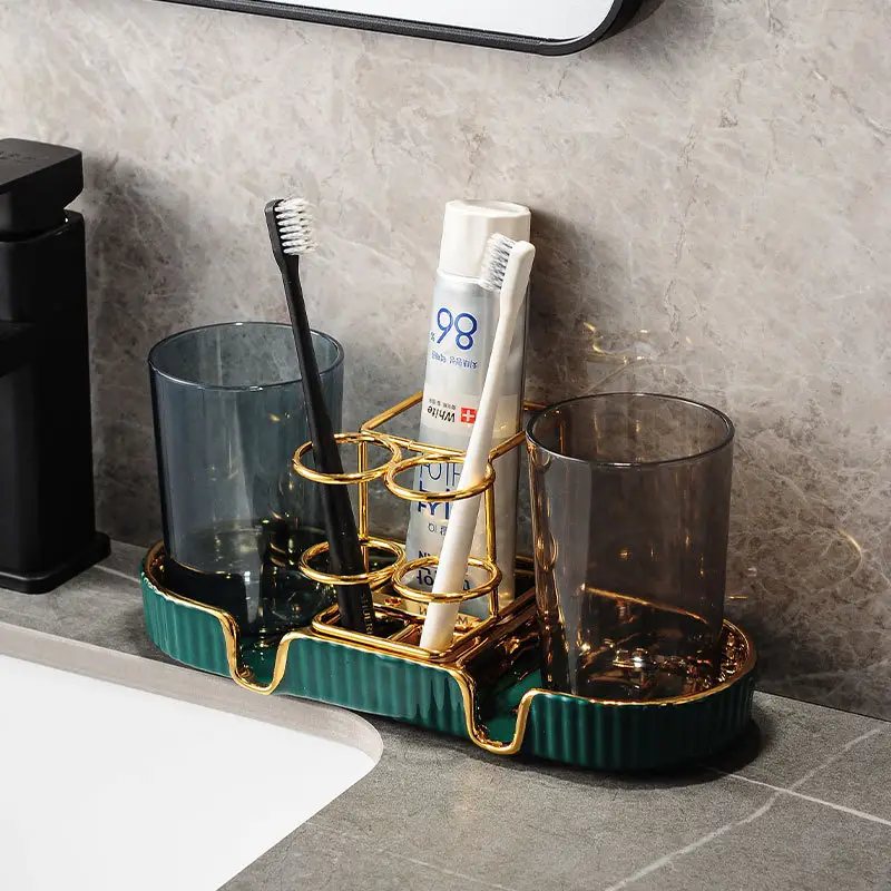 Luxury Glass Toothbrush Storage Rack with Mouthwash Cup - Image 18