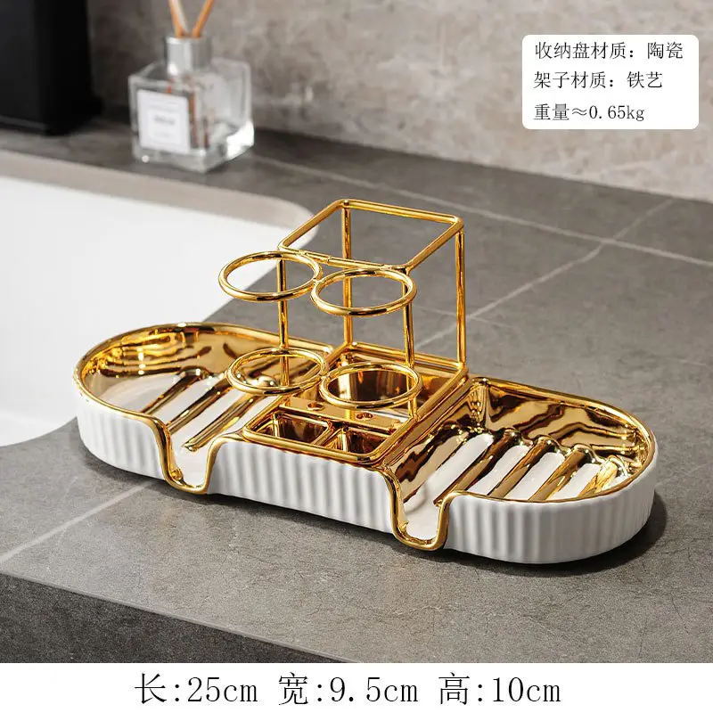 Luxury Glass Toothbrush Storage Rack with Mouthwash Cup - Image 3
