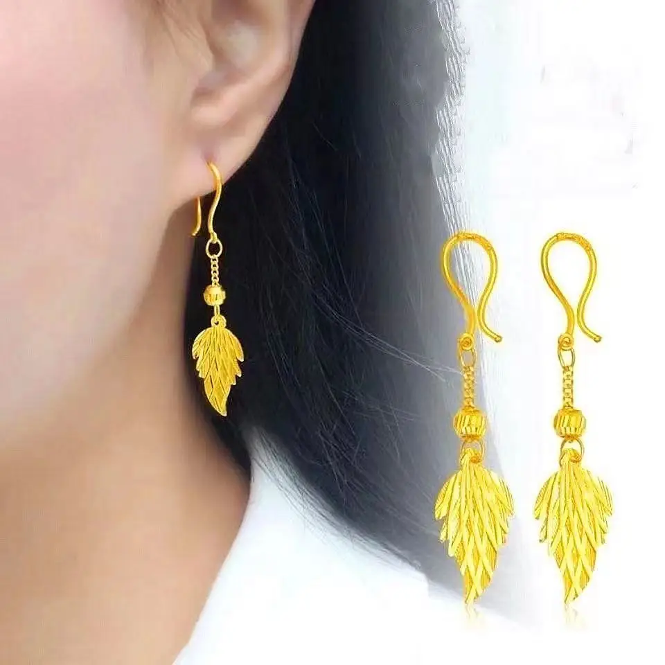 Vietnam Gold Feather Earrings for Women