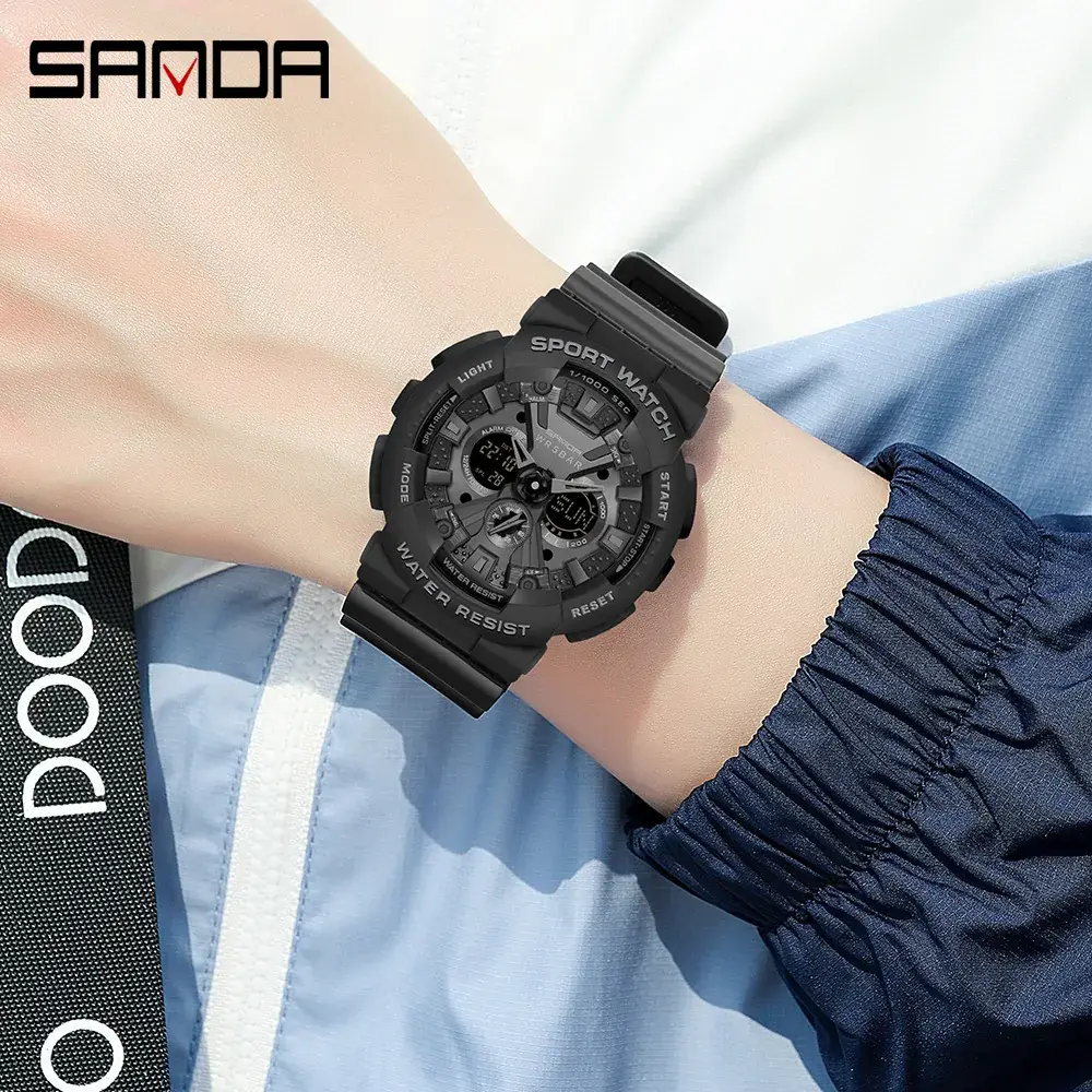 Sanda Green Waterproof Electronic Sports Watch for Girls & Boys